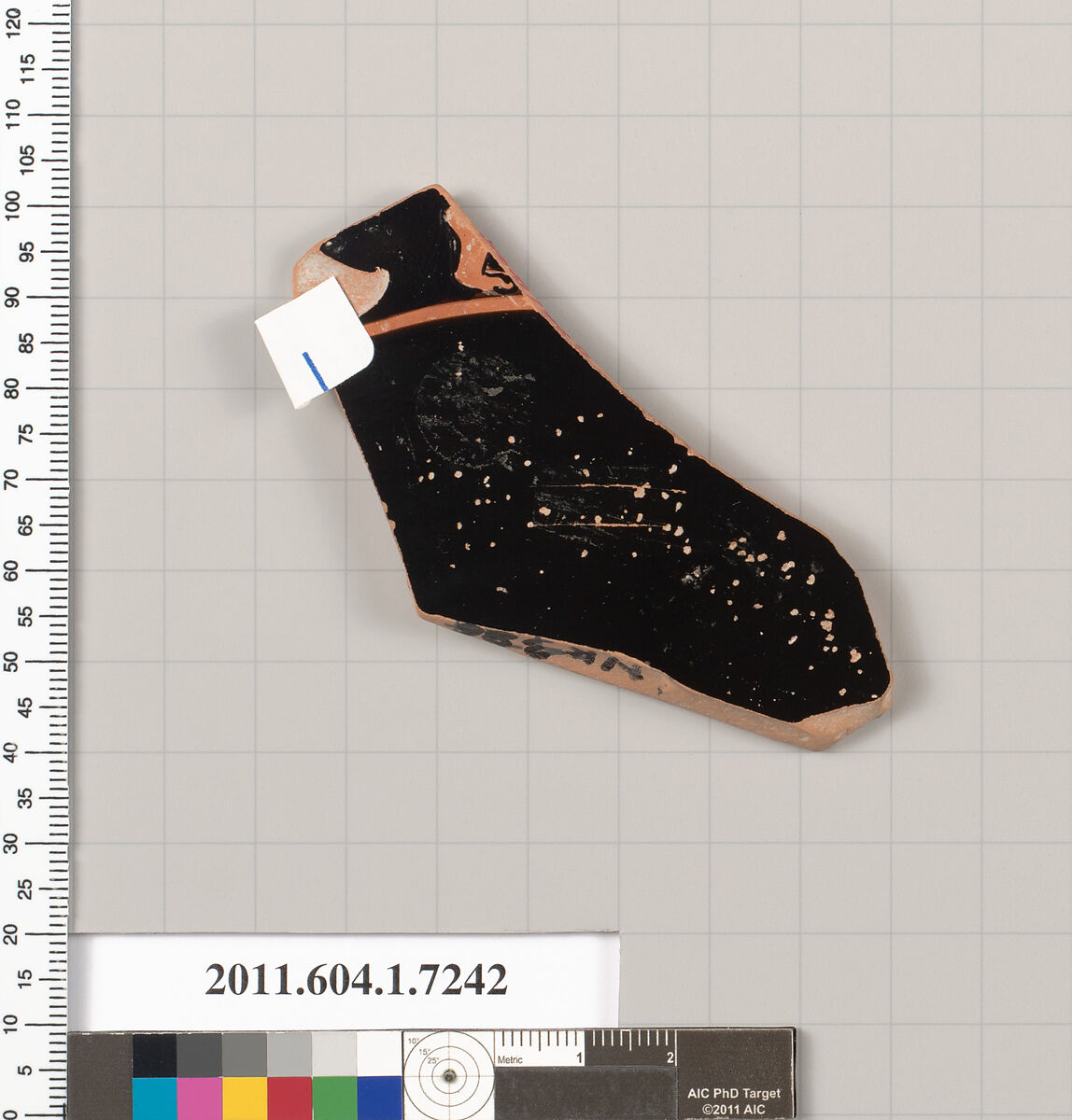 Terracotta fragment of a kylix (drinking cup), Attributed to Makron [DvB], Terracotta, Greek, Attic