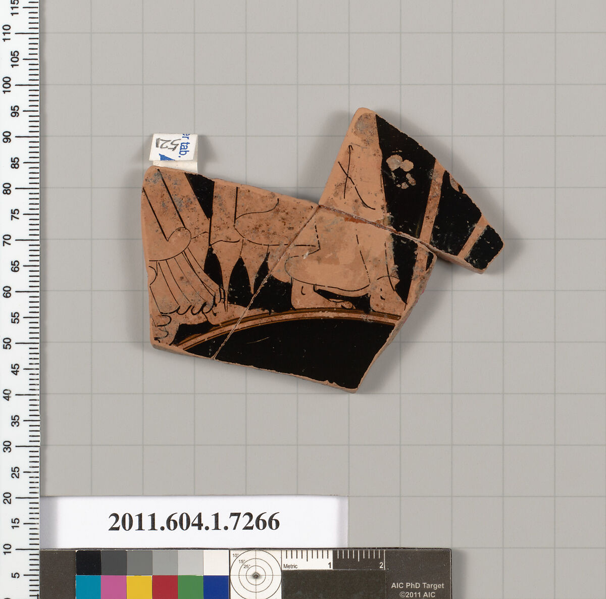 Terracotta fragment of a kylix (drinking cup), Attributed to Makron [DvB], Terracotta, Greek, Attic