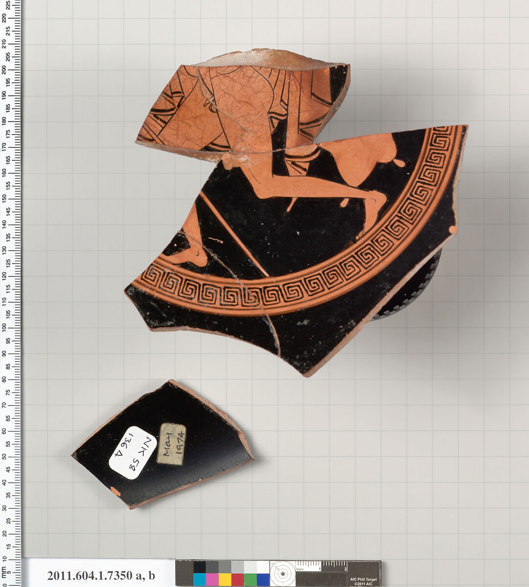 Terracotta fragments of a kylix (drinking cup), Attributed to Makron [DvB], Terracotta, Greek, Attic 