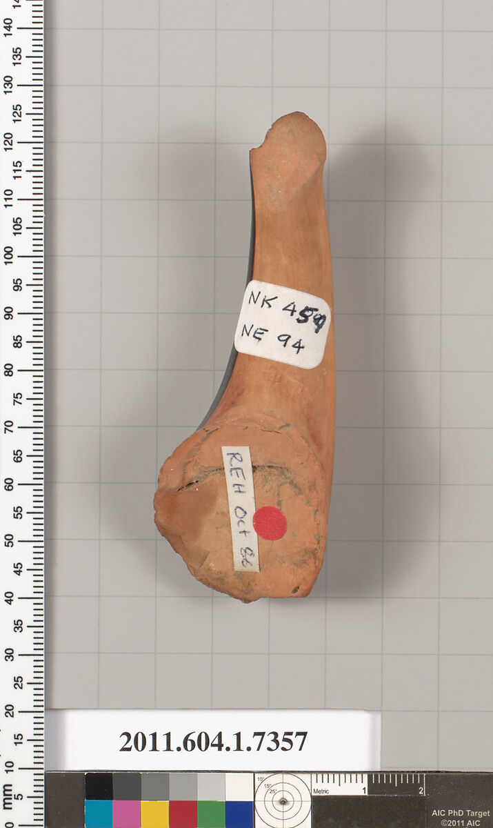 Terracotta fragment of a kylix (drinking cup), Attributed to Makron [DvB], Terracotta, Greek, Attic