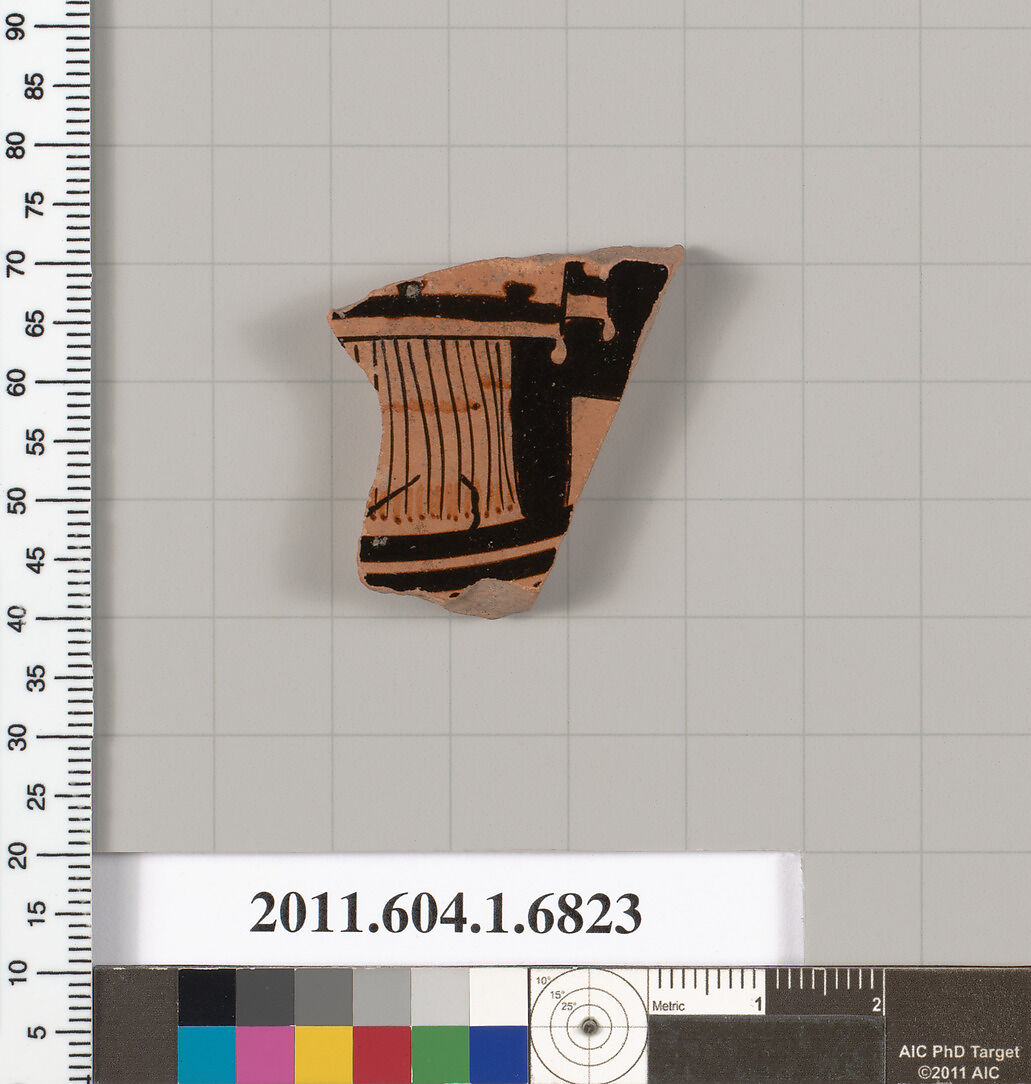 Terracotta fragment of a kylix (drinking cup), Attributed to the Briseis Painter [DvB], Terracotta, Greek, Attic