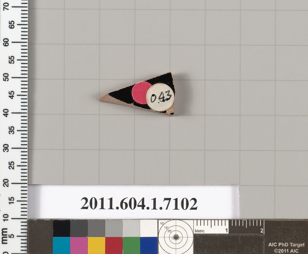 Terracotta fragment of a kylix (drinking cup), Attributed to Douris [DvB], Terracotta, Greek, Attic