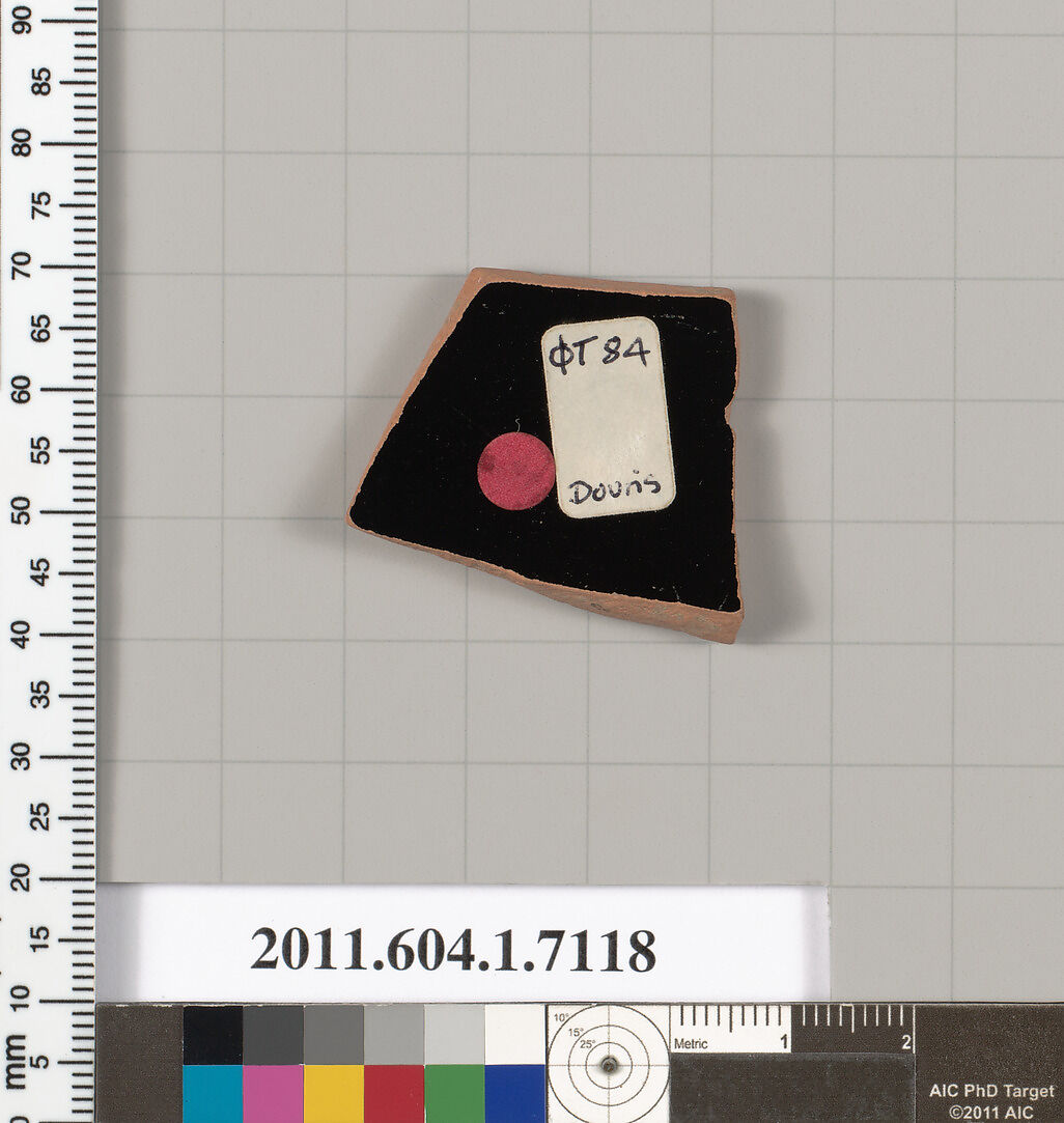 Terracotta fragment of a kylix (drinking cup), Attributed to Douris [DvB], Terracotta, Greek, Attic