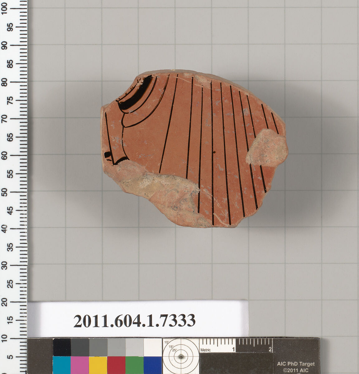 Terracotta fragment of a kylix (drinking cup), Attributed to Douris ? [DvB], Terracotta, Greek, Attic 