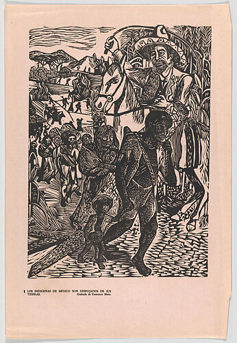 Plate 1: Indigenous Mexicans being forced from their land, from the portfolio 'Estampas de la revolución Mexicana' (prints of the Mexican Revolution)