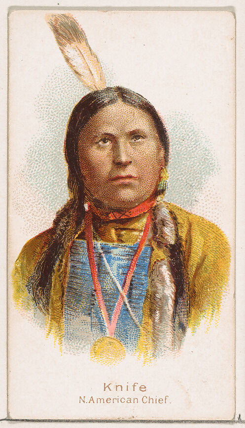 Knife, North American Chief, from the Savage and Semi-Barbarous Chiefs and Rulers series (N189) issued by Wm. S. Kimball & Co., Issued by William S. Kimball &amp; Company, Commercial color lithograph 