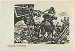 Plate 2: The dispossesion of the land by the Yaquis, the result of President Porfirio Díaz collaborating with American companies, from the portfolio 'Estampas de la revolución Mexicana' (prints of the Mexican Revolution)