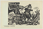 Plate 2: The dispossesion of the land of the Yaquis, the result of President Porfirio Díaz collaborating with American companies, from the portfolio 'Estampas de la revolución Mexicana' (prints of the Mexican Revolution)