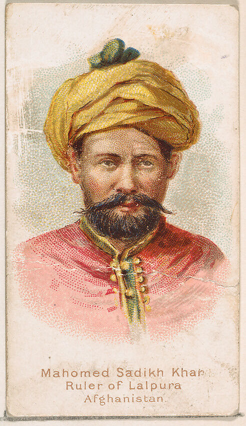 Mahomed Sadikh Khan, Ruler of Lalpura, Afghanistan, from the Savage and Semi-Barbarous Chiefs and Rulers series (N189) issued by Wm. S. Kimball & Co., Issued by William S. Kimball &amp; Company, Commercial color lithograph 