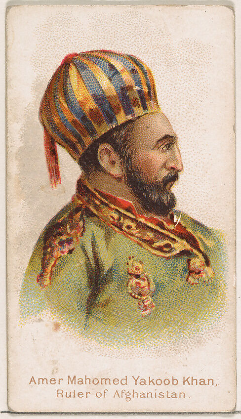 Amer Mahomed Yakoob Khan, Ruler of Afghanistan, from the Savage and Semi-Barbarous Chiefs and Rulers series (N189) issued by Wm. S. Kimball & Co., Issued by William S. Kimball &amp; Company, Commercial color lithograph 