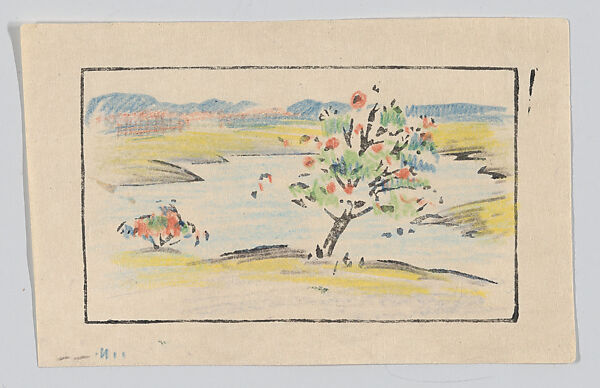 Nabby's Point, Arthur Wesley Dow (American, Ipswich, Massachusetts 1857–1922 New York State), Color woodcut; trial proof with colored pencil additions, on cream paper, American 