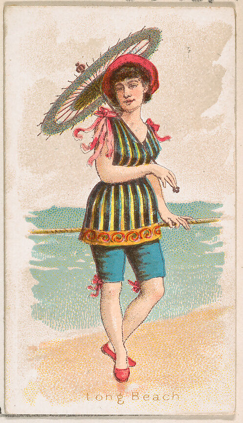 Long Beach, from the Fancy Bathers series (N187) issued by Wm. S. Kimball & Co., Issued by William S. Kimball &amp; Company, Commercial color lithograph 