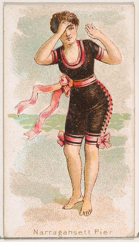 Narragansett Pier, from the Fancy Bathers series (N187) issued by Wm. S. Kimball & Co., Issued by William S. Kimball &amp; Company, Commercial color lithograph 
