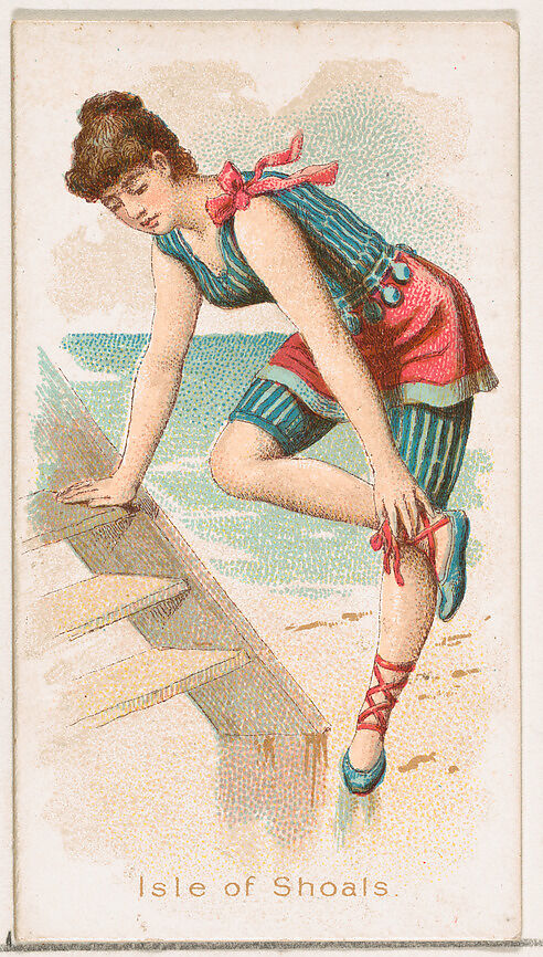 Isle of Shoals, from the Fancy Bathers series (N187) issued by Wm. S. Kimball & Co., Issued by William S. Kimball &amp; Company, Commercial color lithograph 