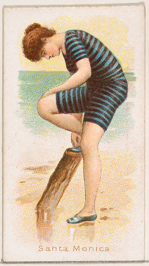 Santa Monica, from the Fancy Bathers series (N187) issued by Wm. S. Kimball & Co., Issued by William S. Kimball &amp; Company, Commercial color lithograph 
