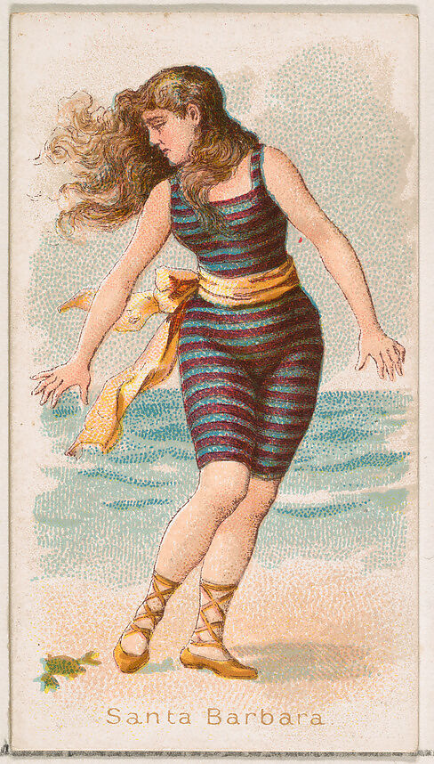 Santa Barbara, from the Fancy Bathers series (N187) issued by Wm. S. Kimball & Co., Issued by William S. Kimball &amp; Company, Commercial color lithograph 