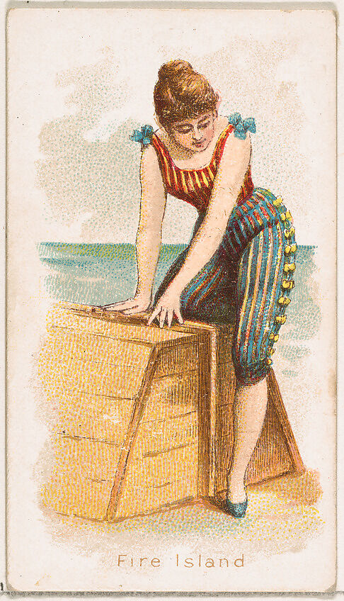 Fire Island, from the Fancy Bathers series (N187) issued by Wm. S. Kimball & Co., Issued by William S. Kimball &amp; Company, Commercial color lithograph 