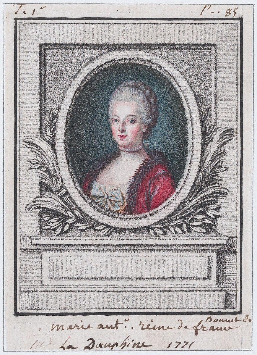 Marie Antoinette, Dauphine, Louis Marin Bonnet (French, Paris 1736–1793 Saint-Mandé, Val-de-Marne), Pastel manner 