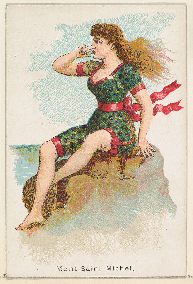 Mont Saint Michel, from the Beautiful Bathers series (N192) issued by Wm. S. Kimball & Co., Issued by William S. Kimball &amp; Company, Commercial color lithograph 