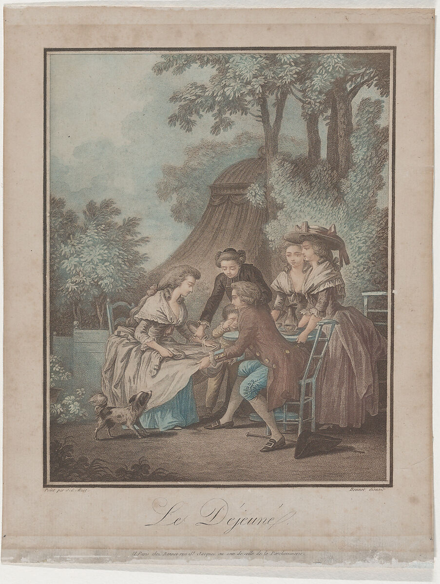 The Lunch, Louis Marin Bonnet (French, Paris 1736–1793 Saint-Mandé, Val-de-Marne), Stipple and wash manner 