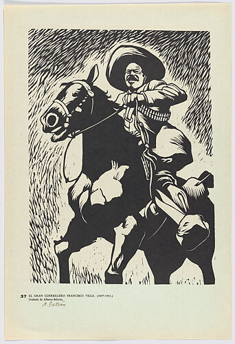 Plate 37: Francisco (Pancho) Villa, guerilla leader on horseback , from the portfolio 'Estampas de la revolución Mexicana' (prints of the Mexican Revolution)