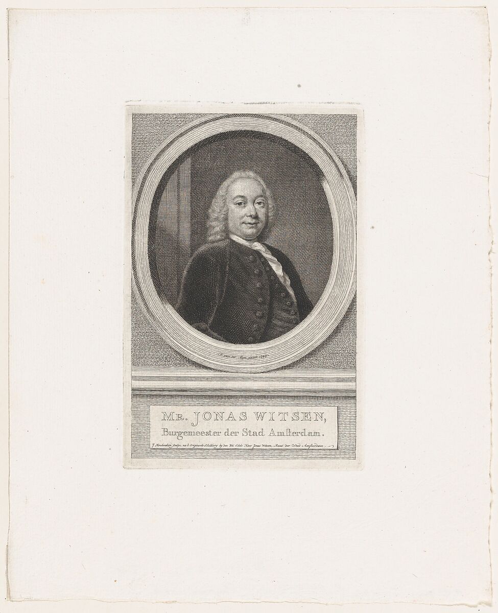 Jonas Witsen, Burgemeester der Stad Amsterdam, Jacob Houbraken (Dutch, Dordrecht 1698–1780 Amsterdam), Etching and engraving 