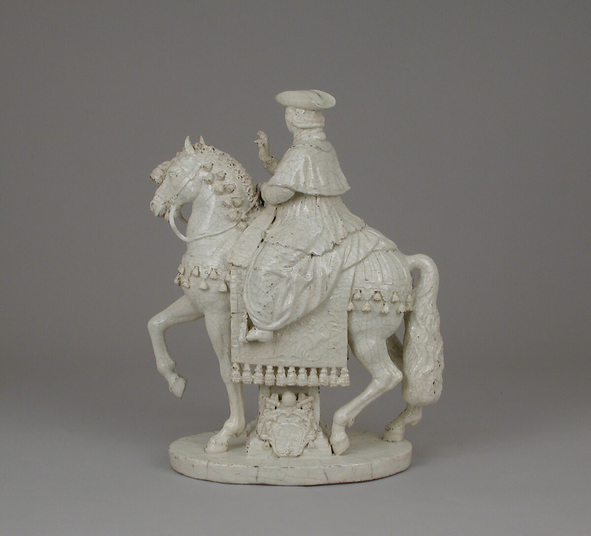 Pope Pius VI on Horseback, Antonio and Lorenzo Cialli, White glazed earthenware, Italian, Rome