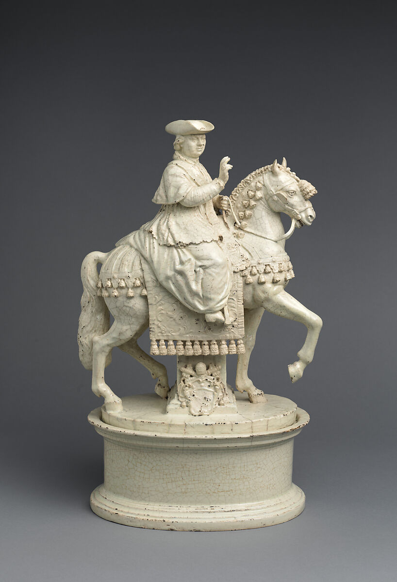 Pope Pius VI on Horseback, Antonio and Lorenzo Cialli, White glazed earthenware, Italian, Rome 