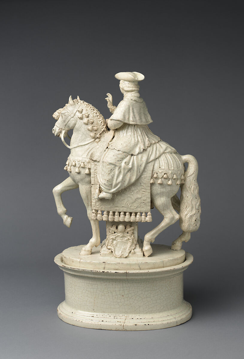 Pope Pius VI on Horseback, Antonio and Lorenzo Cialli, White glazed earthenware, Italian, Rome
