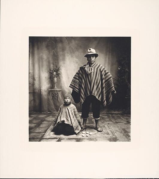 Cuzco Father and Son with Eggs, Irving Penn (American, Plainfield, New Jersey 1917–2009 New York), Platinum-palladium print 