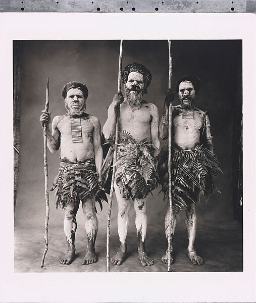 Three New Guinea Men Painted White, Irving Penn (American, Plainfield, New Jersey 1917–2009 New York), Platinum-palladium print 