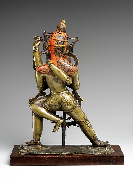 Hevajra and Nairātmyā, Brass with silver and pigment, Tibet