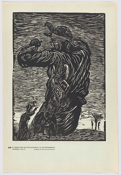 Plate 62: the result of a pastoral ministry, the Cristero uprising, from the portfolio 'Estampas de la revolución Mexicana' (prints of the Mexican Revolution), Arturo García Bustos (Mexican, Mexico City 1926–2017), Linocut 