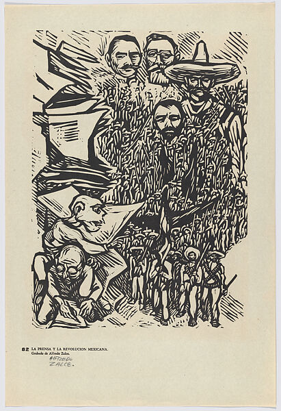 Plate 82: The press and the Mexican Revolution, from the portfolio 'Estampas de la revolución Mexicana' (prints of the Mexican Revolution), Alfredo Zalce (Mexican, Pátzcuaro, Michoacán 1908–2003 Morelia), Linocut 