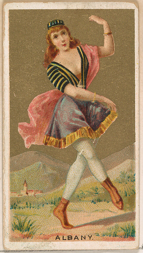 Albany, from the Dancing Girls of the World series (N185) issued by Wm. S. Kimball & Co., Issued by William S. Kimball &amp; Company, Commercial color lithograph 