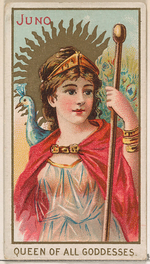 Juno, Queen of all Goddesses, from the Goddesses of the Greeks and Romans series (N188) issued by Wm. S. Kimball & Co., Issued by William S. Kimball &amp; Company, Commercial color lithograph 