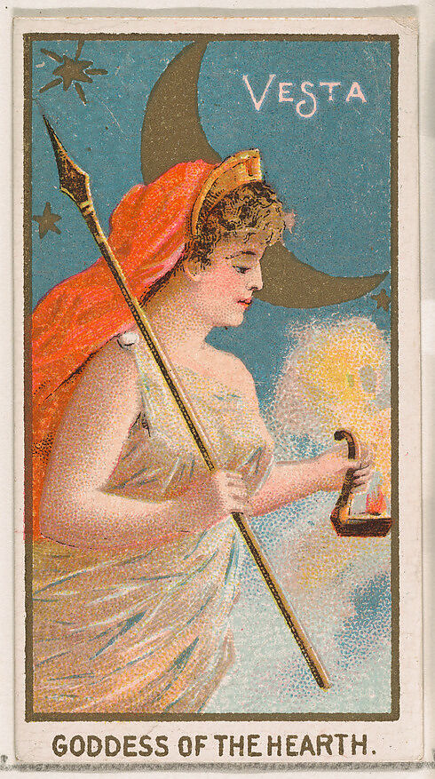 Vesta, Goddess of the Hearth, from the Goddesses of the Greeks and Romans series (N188) issued by Wm. S. Kimball & Co., Issued by William S. Kimball &amp; Company, Commercial color lithograph 