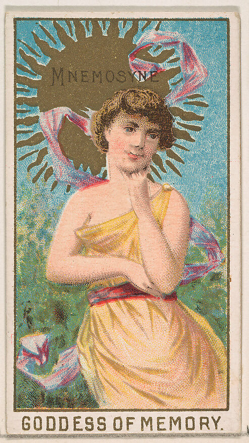 Mnemosyne, Goddess of Memory, from the Goddesses of the Greeks and Romans series (N188) issued by Wm. S. Kimball & Co., Issued by William S. Kimball &amp; Company, Commercial color lithograph 