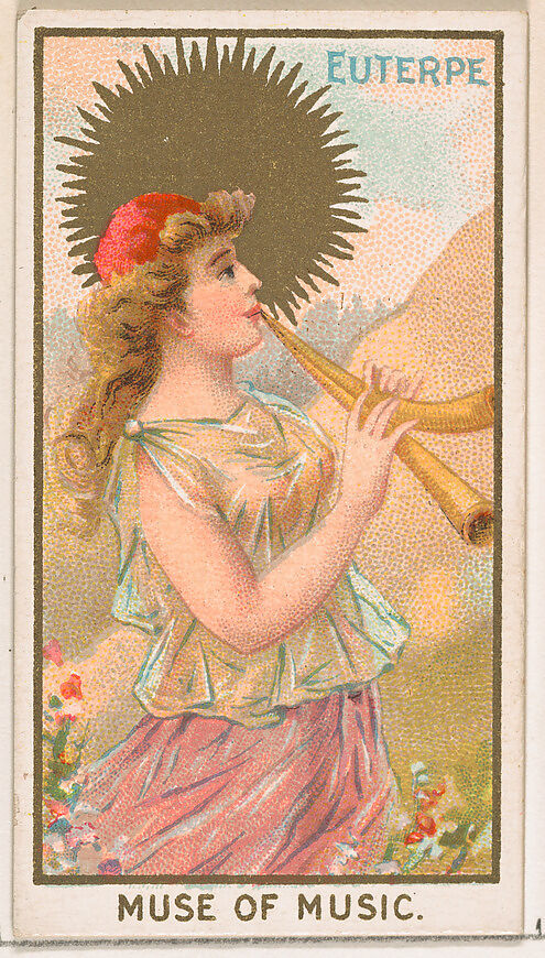 Euterpe, Muse of Music, from the Goddesses of the Greeks and Romans series (N188) issued by Wm. S. Kimball & Co., Issued by William S. Kimball &amp; Company, Commercial color lithograph 