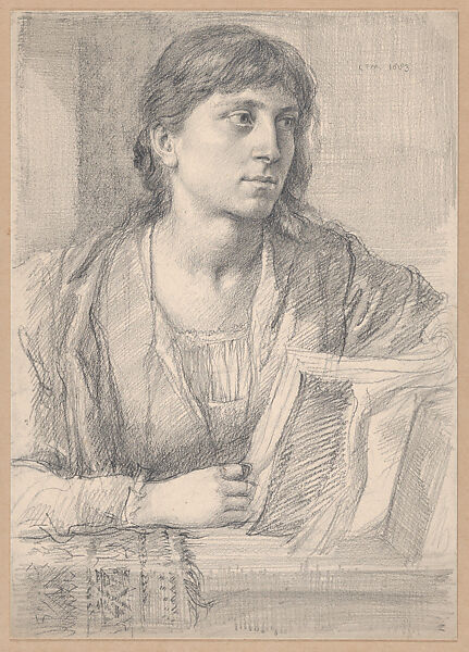 Study of a woman with a book, Charles Fairfax Murray (British, London 1849–1919 London), Graphite 