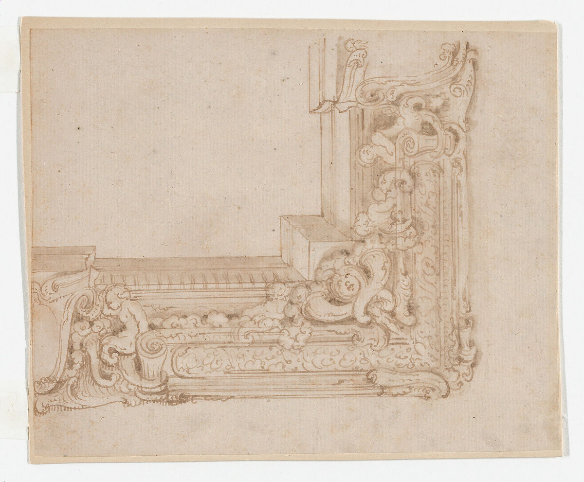 Studies for the trompe-l’oeil decorations of Palazzo Ducale (Palazzo Pitti), Florence, Agostino (Stanzani) Mitelli (Italian, Battidizzo (Bologna) 1609–1660 Madrid), Pen and brown ink over black chalk, some with watercolor