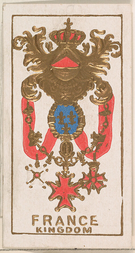 France, Kingdom, from the Arms of Dominions series (N181) issued by Wm. S. Kimball & Co., Issued by William S. Kimball &amp; Company, Commercial color lithograph 