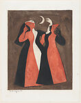 Two figures dancing beneath a moon, from the portolio 'Tres aguafuertes en color'
