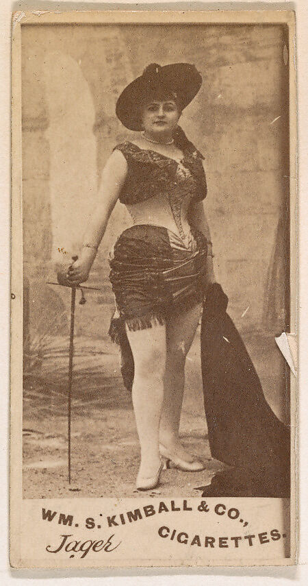 Mlle. Jager, from the Actresses series (N203) issued by Wm. S. Kimball & Co., Issued by William S. Kimball &amp; Company, Commercial color lithograph 