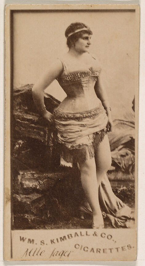 Mlle. Jager, from the Actresses series (N203) issued by Wm. S. Kimball & Co., Issued by William S. Kimball &amp; Company, Commercial color lithograph 