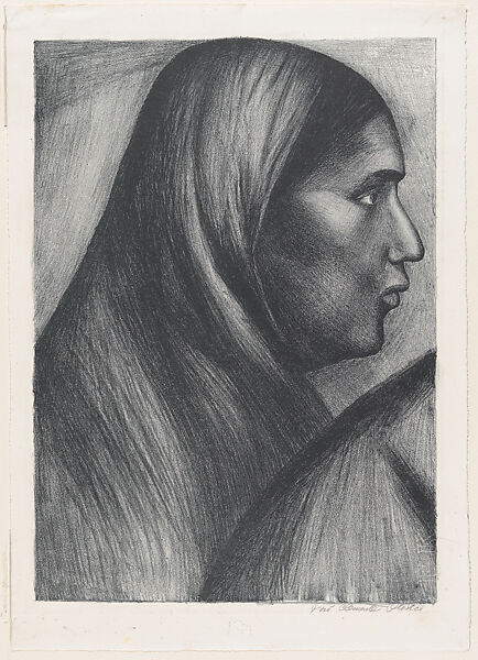 A Mexican woman in profile facing right, José Clemente Orozco (Mexican, Ciudad Guzmán 1883–1949 Mexico City), Lithograph 