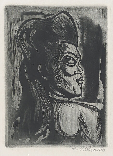 Head of woman in profile, to right, José Clemente Orozco (Mexican, Ciudad Guzmán 1883–1949 Mexico City), Aquatint 