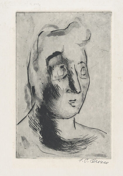 Head of woman, José Clemente Orozco (Mexican, Ciudad Guzmán 1883–1949 Mexico City), Drypoint and aquatint 