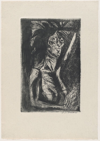 A woman with tousled hair, José Clemente Orozco (Mexican, Ciudad Guzmán 1883–1949 Mexico City), Etching and drypoint 