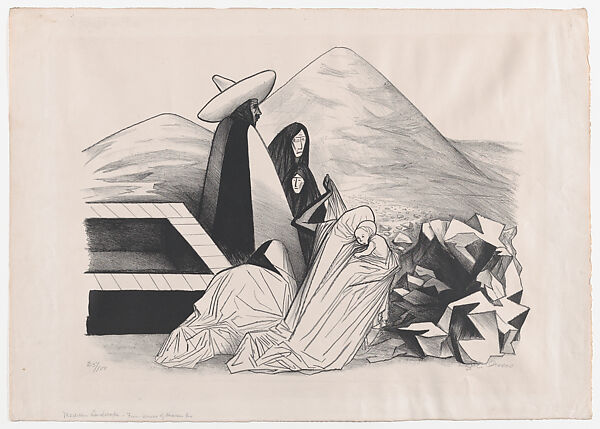 Mexican landscape with figures, José Clemente Orozco (Mexican, Ciudad Guzmán 1883–1949 Mexico City), Lithograph 